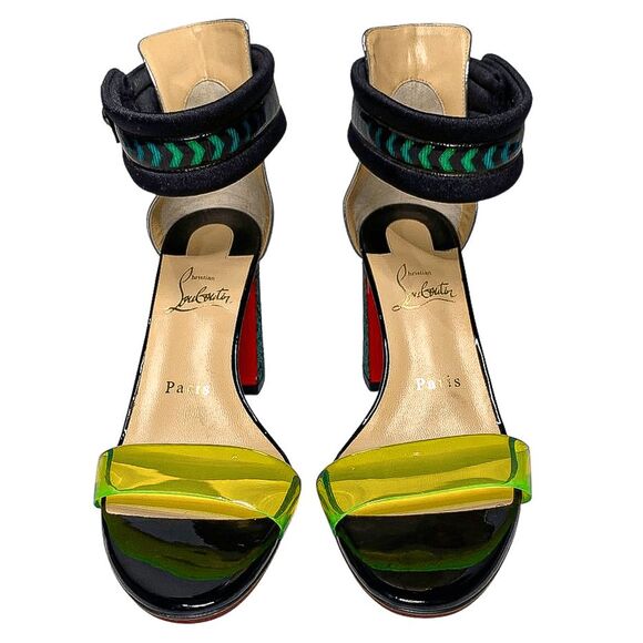 Christian Louboutin Tennis Elbow 85 PVC Ankle Strap Sandal Heels EU 36.5 US 6.5 - Picture 2 of 11